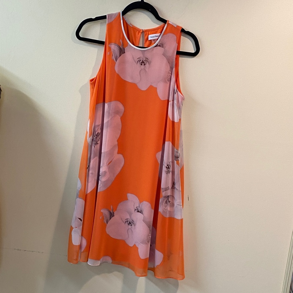 Calvin Klein Orange and white Floral  Dress size 10